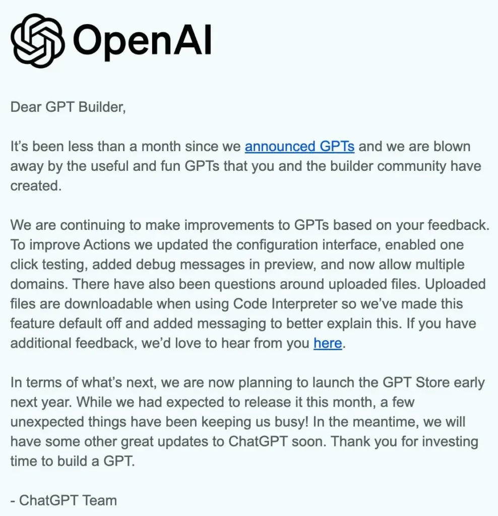 Open AI ने Chat GPT Store को लॉन्च करेगा 2024 में, यूज़र्स के लिए होगा उपलब्ध